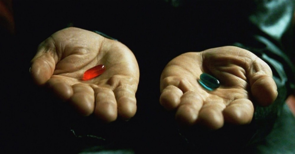 ¿La pastilla roja o la pastilla azul?